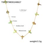 color: TXP107-Gold Necklace (Natural Stone Sizes Vary Color May Vary Slightly ， Order with Caution)
