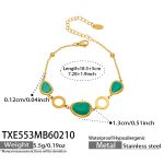 color: TXE553-Peacock Green Glass Stone Bracelet 18.5+5cm
