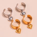 Wide Version Heart-Shaped Open Ring Popular Design Peach Heart Ring Stainless Steel Index Finger Ring Ornament