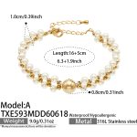 color: TXE593-A Style Shell Pearl Gold Bracelet -16+5cm