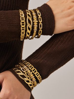 Stainless Steel 5A Zircon Bracelet Female 18K Caroline Brown Nose Chain Light Luxury Advanced All-Match Jewelry