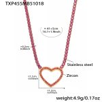color: TXP455-Gold Red Zircon Necklace 41+5cm
