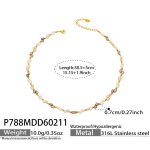 color: P788-Gold Freshwater Pearl Necklace 38.5+5cm