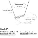 color: P1178-3--Steel Color Round Snake Chain Necklace -49cm