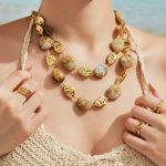 Geometric Square Resin Stainless Steel Gold-Plated Necklace Advanced Vacation Light Luxury Ornament Clavicle Chain