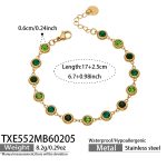 color: TXE552-Gold Full Pave Green Zircon Bracelet