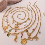 Personalized Stainless Steel Necklace Gold Advanced Four-Leaf Clover Pepper Design Elegant Jewelry