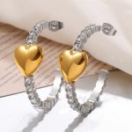 New Small Light Luxury Design Peach Heart Room Gold Ear-Ring Clip Diamond All-Match Exquisite Ear Clip