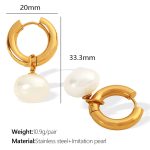 color: EH784 White Bead Gold Earrings