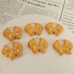 Personality Butterfly Earrings Stainless Steel Petal Texture Earrings Elegant National Fashion Earrings High-Grade Earrings