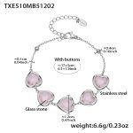 color: TXE510-Pink Color Faceted Stone Steel Color Bracelet 16.5+5cm