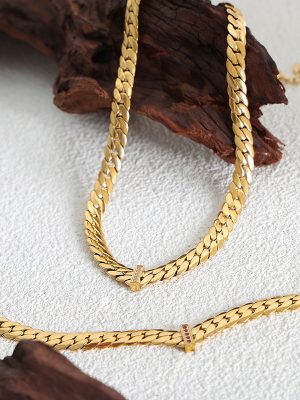 Metal Thick Straps Watch Bracelet Stitching Chain Blade Chain Simple All-Match Men and Women Couple Necklace Popular Ornament