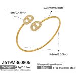 color: Z619-Box Link Zircon Gold Open Bangle