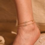 Stainless Steel Zircon Japanese Inlaid Craft Anklet Simple Ankle Chain 18K Gold Plating Accessories