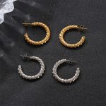Stainless Steel C- Shaped Earrings Ins Women's 18K Gold Multi-Strand Twisted Ear Studs Earrings
