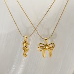 Simple Stainless Steel Butterfly Haima Clavicle Chain Female Plated 18K All-Match Necklace