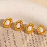 Commuter's All-Matching! Irregular Metal Pearl Stud Earrings Women's Simple Elegant Advanced Unique Design Earrings