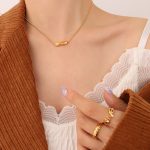 color: P143-Gold Twist Tube Necklace