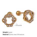 color: EH977WEG White Rhinestone Gold Stud Earrings