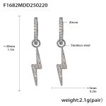 color: F1682-Steel Color Zircon Earrings