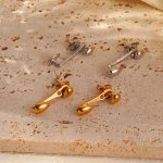 Beanie Stainless Steel Earrings Women's 18K Gold Plating Removable Minimalistic Water Drops Earrings