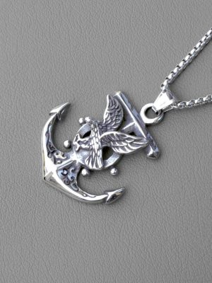 Domineering Pirate Hook Flying Eagle Pendant Stainless Steel Necklace Trendy Men's and Women's Design Couple Gift Ornament