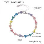 color: TXE215-Steel Color Mixed Colors Zircon Bracelet