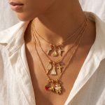 Personalized Multi-Layer Twin Clavicle Chain Stainless Steel Bear Racket DIY Multi-Shape Pendant Neck Accessories