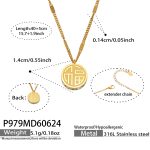color: P979-Fu & Double Happiness Double-sided Gold Necklace -40+5cm