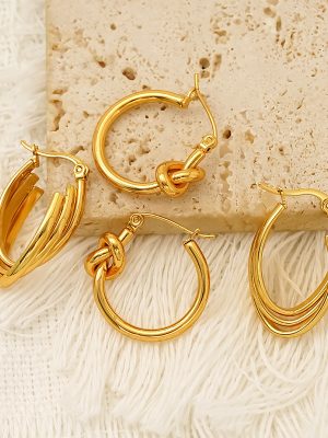 High-Grade Multi-Layer Earrings Women's Cold 18K All-Match Stainless Steel Earrings