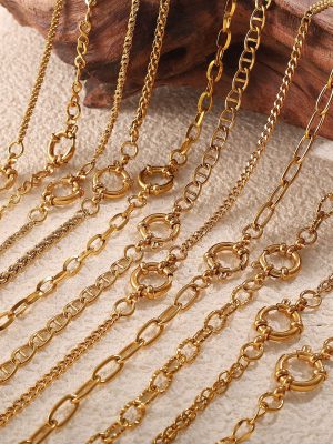 Simple Stainless Steel Freshwater Green Beads Zircon Simulated Snakes Bracelet Moon Wild Pendant Necklace for Women