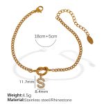 color: SL100 White Rhinestone S Gold Bracelet