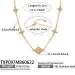 color: TXP097-Inlaid 5A Zircon Gold Necklace -41+5cm