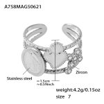 color: A758-Steel Color Heart Ring / size: US 7
