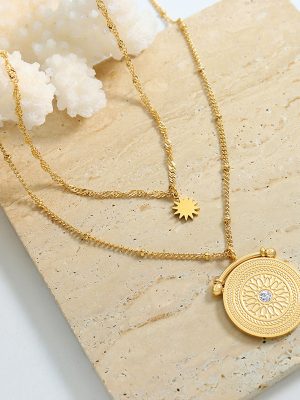 Eight-Star Mango Double-Layer Diamond Necklace All-Match Stainless Steel Ornament Gold-Plated Collarbone Necklace Girls