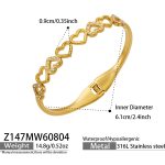 color: Z147-Cutout Heart Zircon Gold Bangle