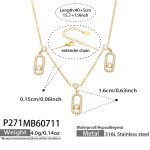 color: P271-Fixed Zircon Gold Necklace -40+5cm