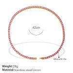 color: XL882PKG4.4MM Pink Zircon Necklace