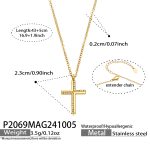 color: P2069-Gold Cross Set with Stone Necklace