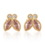 color: 1 Pair Pink Color Stud Earrings Gold
