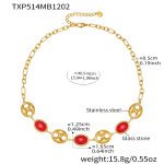 color: TXP514-Red Color Glass Stone Gold Necklace 40+5cm