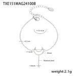 color: TXE151-Steel Color Star & Moon Set with Stone Bracelet