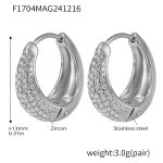color: F1704-Steel Color White Zircon Earrings -Small