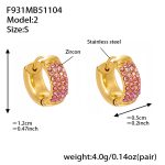color: F931-2 Pink Color Zircon Earrings -Small