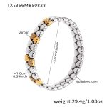 color: TXE366-Two-tone Gold Heart Elastic Bangle
