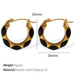 color: EH131 Black Enamel Gold Earrings