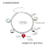 color: E180-Steel Color Heart Zircon Bracelet 16+5cm