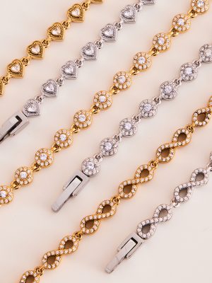 Exquisite Handmade Claw Inlaid 5A Loving Heart Zircon Stitching Buckle Bracelet Necklace High-Grade Full Zirconium Ornament