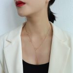 color: P025LOVE Tassel Necklace Rose Red 42+5cm