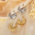 Geometric Three-Dimensional C- Shaped Casting Stainless Steel Studs Female Simple Personality Elegant Earrings Jewelry